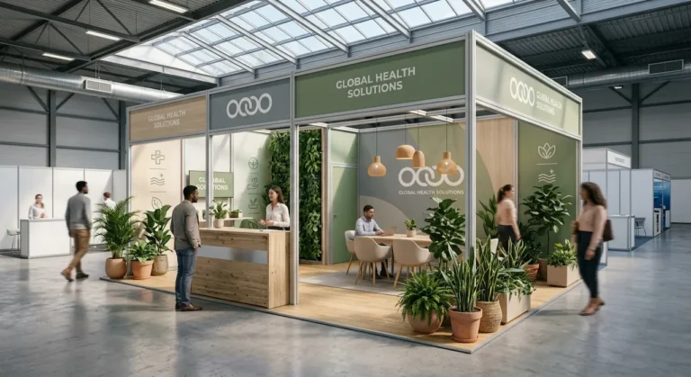 Kiosque d'exposition écoresponsable avec structure réutilisable